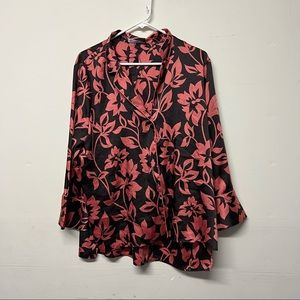 Zara red floral pajama top